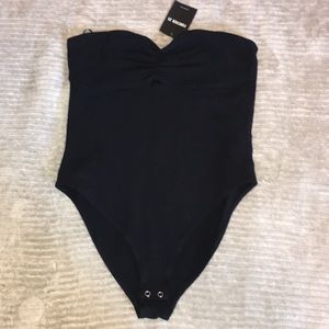 Black strapless bodysuit